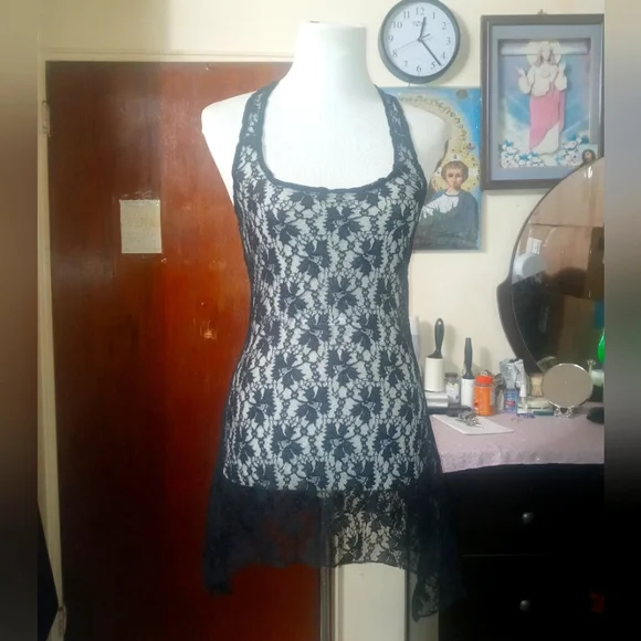 Vintage Arden B lace black crisscross sleep wear size xs black Vintage Arden B lace black crisscross sleep wear size xs black